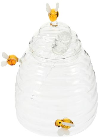 SHOWERORO Honigglas Mit Spender Und Löffel Transparentes Glas Für Honig Und Sirup Vielseitig Einsetzbar Für Zuhause Und Küche