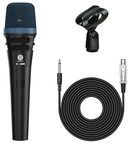 DIGIMORE Wired Microphone for Singing | 3-Pin XLR Mic | Dynamic Mic w Mic Holder, Cardioid Polar Pattern for Karaoke | Speech | Stage | Wedding, 20 Ft Cable Length (D-1090)