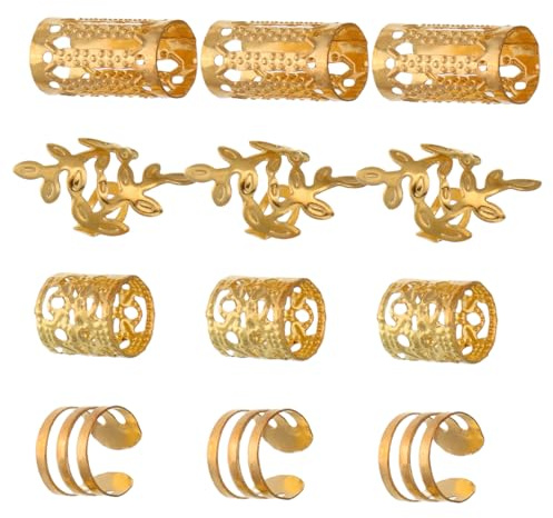 FOMIYES 40 Stück Haarschmuck Zöpfe aus Legierung Goldene Haarringe für Dreadlocks Leicht zu Verwenden für Alltag und Partys | Gold, Selbstgemacht Design, Leicht Anzuwenden, für Hochzeiten und Bühnenauftritte, Damen und Herren