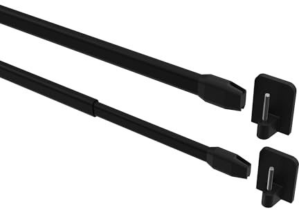 INTERDECO Vitragestange ausziehbar 10/8 mm oval Schwarz 40-60 cm | aus Metall, für Fensterflügel-Montage, Endstück Geno (Kappe), Traglast bis 0,6 kg, Klassisch