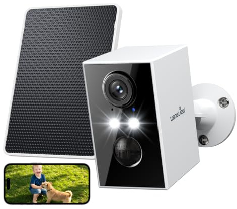 wansview Solar Security Camera Outdoor Wireless, 2K Outdoor Camera, Battery Operated CCTV Cameras House Security, PIR Detection, Colour Night Vision, TF Card & Cloud Storage, IP65