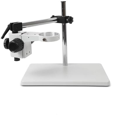 Yidubid Stereo Microscope Boom Stand, 360° Rotating Microscope Table Stand Steel Single Arm Bracket 76mm Focusing Holder for Microscopes White,1
