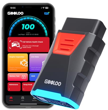 GOOLOO DEEPSCAN DS100 OBD2 Scanner Bluetooth Wireless with Full System Diagnostic, AutoVIN, 6 Advanced Resets(Oil/Throttle/EPB/TPMS/BMS/DPF), Smog Pre Check, Battery Test, HUD Display for iOS &Android