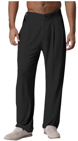 inlzdz Pantalon De Danse pour Hommes Long Latin Jazz Pantalon avec Poches pour Compétition De Danse Salon Tenue Moderne Noir M