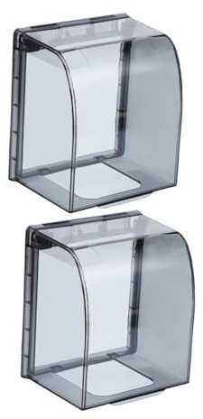 FIXOSHEE 2 pièces Protection Prise Extérieure Étanche Cache Boîte Électrique Mural Surélevé Transparent Noir Anti-poussière et Imperméable Installation Facile pour Maison et Bureau