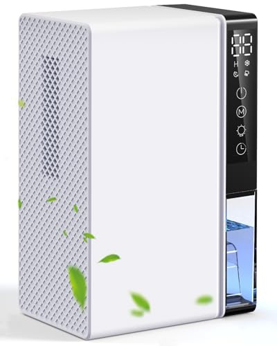 Deshumidificador eléctrico 2.8L, Deshumidificador de habitaciones silencioso con apagado automático, temporizador, modo sleep, luz nocturna de 7 colores, portátil, baño(1250ML/24H)