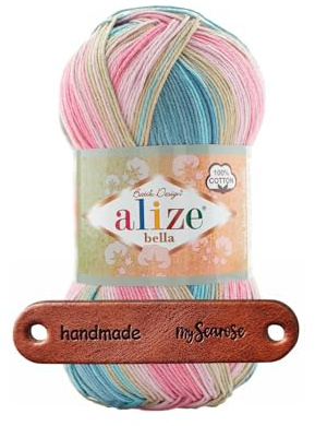 ALIZE 100g Bella Batik 2970 Premium Wolle weiches Farbverlaufsgarn für leichte Mode Tücher und edle Accessoires hautfreundlich und angenehm mit mySearose Label