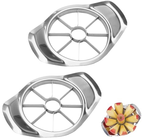 Apple Cutter, 2PCS Stainless Steel Heavy-Duty Fruit Cutter, Easy Grip Handles – Ideal for Apples, Pears, Onions, Durable Fruit Cutters for Quick & Easy Fruits Slicing