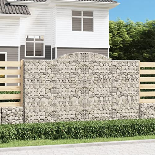 YUTAASU Cesto Gabbione in Ferro Zincato Argento 300x50x180/200 cm Barriera Fonoassorbente da Giardino - Struttura Stabile con Ganci Rinforzati per Muri di Contenimento