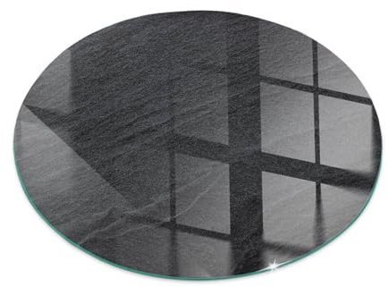 Kaminofen Glasplatte ⌀ 90 cm Kaminglas Kaminplatte für Kamin Funkenschutzplatte Rund Bodenplatte Ofenglas Gehärtetem Glas Funken- und Kratzfest - Natürliche Steinstruktur