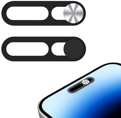 TUKEVA 2 Stück Webcam Abdeckung für iPhone 17 frontkamera (Schwarz,Silber) | handyabdeckung web cam, Abdeckung Handy 0.7 mm Camera, Slider Cover, Kamera Cover kompatibel mit iPhone 17/17 Pro/17 Pro Max