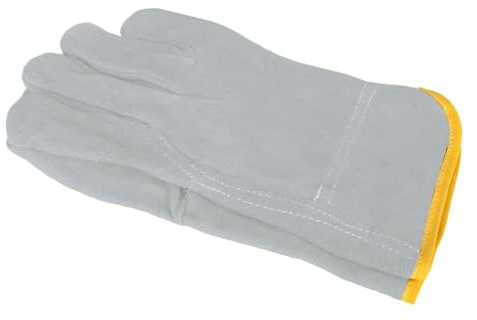 AYWTIUN Guantes de soldadura Guantes de trabajo soldadura cuero vaca protección seguridad térmica for soldador Carpintería Trabajador jardinería(Grey)