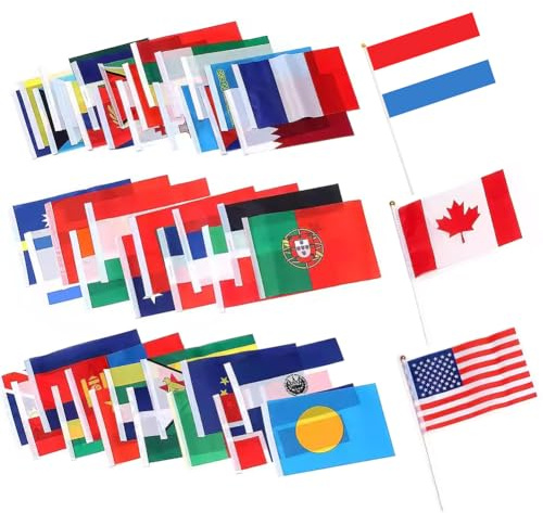 42 bandiere nazionali piccole per decorazioni Coppa del Mondo 2026, 42 paesi, in tessuto double face, bandiere del mondo per calcio mondiale olimpico, casa, bar, decorazione per feste