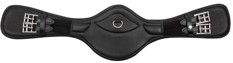 Imperial Riding Dressurgurt IRH anatomisch, Leder-Sattelgurt mit Rollenschnallen und D-Ring, Schwarz, 80cm