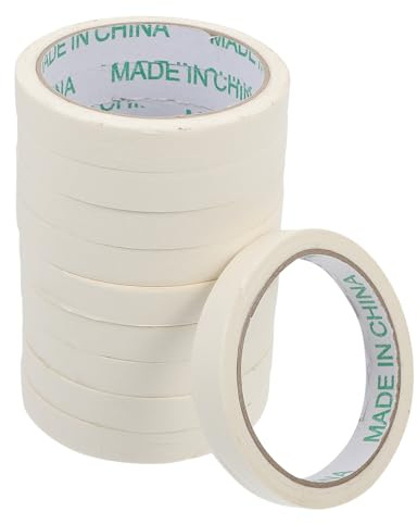 Alipis Cinta Adhesiva para Enmascarar 15 Mm X 20 M 10 Unidades Cinta de Crepé una Cara Fácil de Rasgar para Pintura en Aerosol y Decoración en Interiores y Automóviles