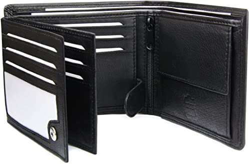 Frentree® Herren Geldbörse aus Nappa Leder mit RFID Schutz, 12 Kartenfächer, Querformat Portemonnaie, Schwarz