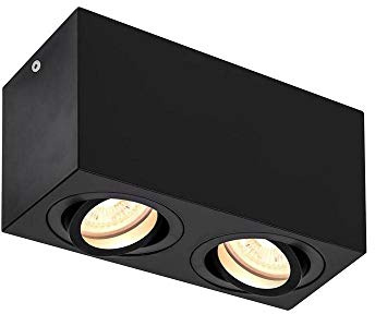 SLV TRILEDO Double, Indoor Deckenaufbauleuchte, QPAR51, schwarz, max 10W