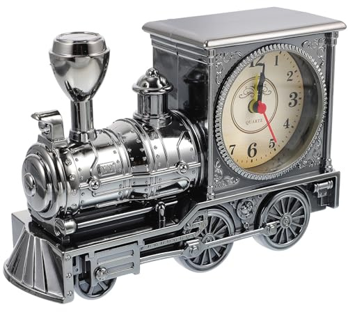 VOSAREA Retro Tischuhr Vintage Lokomotive Uhr kreative Dampflok Wecker Lokomotive Tischwecker Dekoration für Wohnzimmer Kinderzimmer Eisenbahn Geschenke