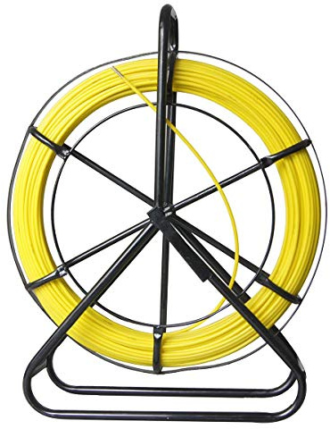 KATSU Fibra de Vidrio Rodder 6x100M con Soporte de Acero y Freno, Herramienta de Instalación de Cable Eléctrico de Fibra de Vidrio, Cable Tubería de Electricista Enhebrador de Cinta de Pescar
