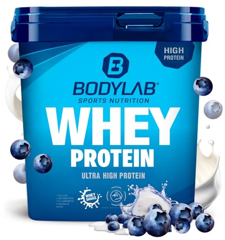 Bodylab24 Whey Protein Pulver, Blaubeere, 2kg | Bis zu 24 g Protein pro Portion, hochwertiges Molkenprotein, perfekt löslich, ideal für Protein Shakes rund ums Training
