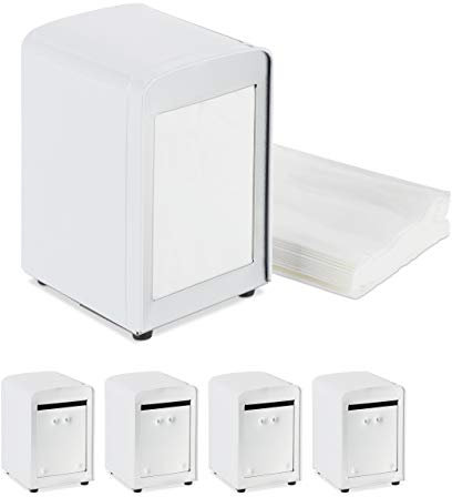 Distributeur de serviettes, en lot de 5, table, rétro, restaurant, support porte-serviette HxLxP : 15x9,5x11 cm, blanc