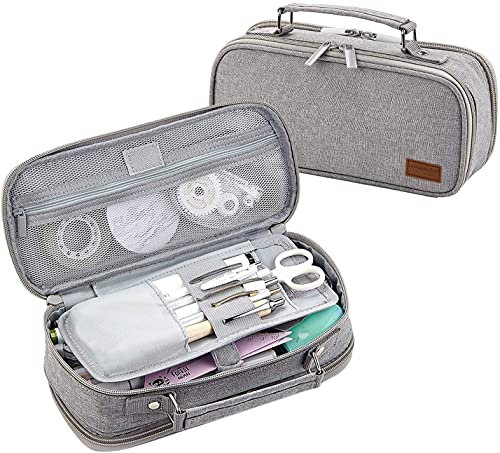 Yommie FedermäppchenMädchen Federtasche Groß Federmappe 2 Fach Etui MäppchenMädchen Teenager federtaschen Jungen Federpenal Schlamperetui Organizer fürSchule Arbeit Uni Grau