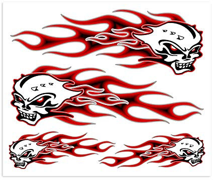 4R Quattroerre.it 32106 Autocollant Tête de Mort avec Flammes, 20 x 24 cm, Red
