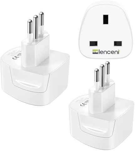 LENCENT 2 Pack Italy Plug Adapter, Grounded UK to Italy Adapter, Type L