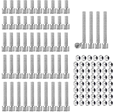 M5 Schrauben Set, WJUAN Schrauben und Muttern aus 304 Edelstahl, 110 Stück Innensechskantschrauben M5 Vollgewinde mit Muttern, Senkkopfschrauben für Mechanische Teile & Heimwerken