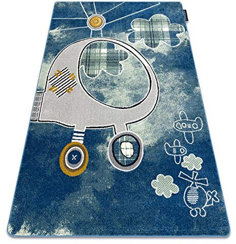 rugsx Teppich Petit Helicopter Kinderteppich für Babyzimmer, Spielteppiche, Kinderzimmer, blau 80x150 cm