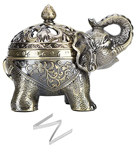 Tomotato Bruciatore di Incenso, Elefante Decorativo in Lega di Zinco, Multiuso per Casa, Ufficio, Soggiorno, Camera da Letto, Studio, Portacandele, Portagioie, Arredamento, Aromaterapia
