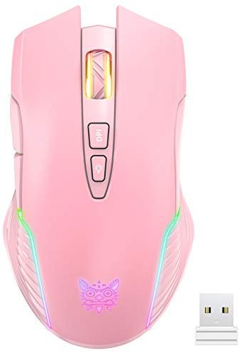 SIMGAL RGB Wireless Gaming Mouse, Pink, Rechargeable, Ergonomic Design, Adjustable DPI, Compatible with Windows, Mac