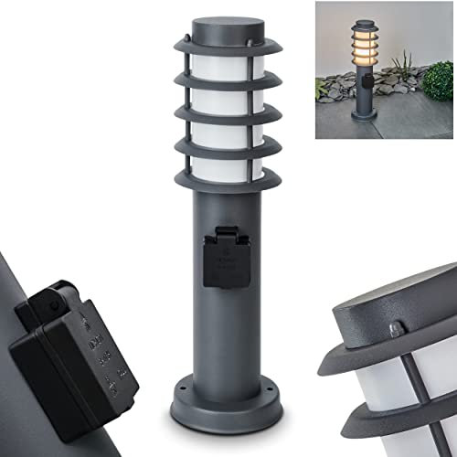 Lampada da sentiero per esterni Tunes con presa, luce moderna con base in metallo/plastica in antracite/bianco, luce da sentiero 45,5 cm, lampada da giardino w. E27,IP44,senza lampadina/e