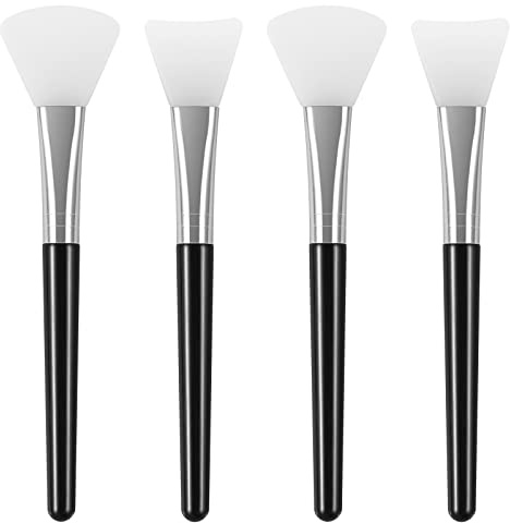 tifanso 4PCS Silicone Face Mask Brush Applicator, Flexible Silicone Brush for Face for Mud, Clay, DIY Mask, Body Lotion, BB Cream (Black)