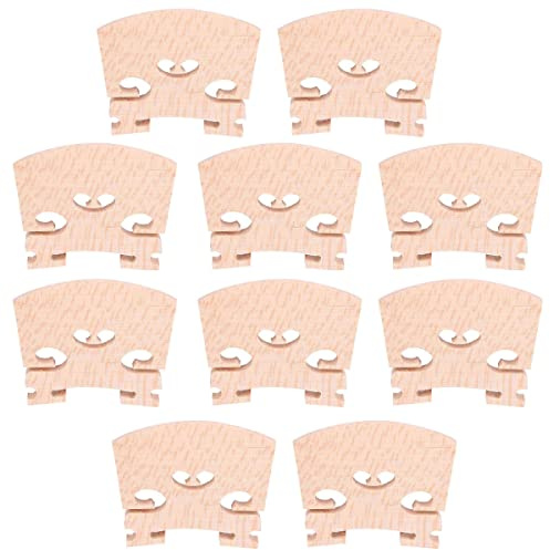 TUOREN 10 Pack 3/4 Maple Primary Color Violin Bridge for Violin Parts Music Instrument Replacement