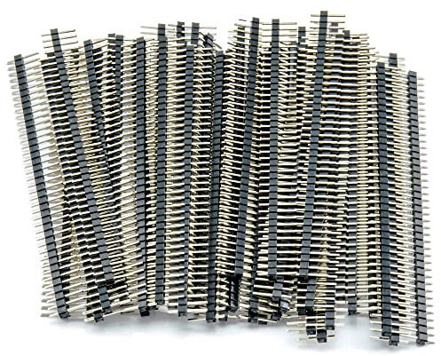 UMTMedia® 50pcs 40-pin Header Pins 2.54mm Breakaway Male for Breadboard 1x40 Single Row (50 X Black Headers)