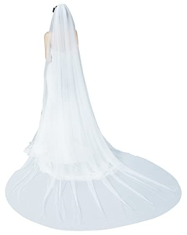 BEAUTELICATE Brautschleier Hochzeit Schleier für die Braut Einlagiger Weicher Tüll Schleier mit Metallkamm Braut liefert Ivory 300cm(118) W * 300cm(118) L Kurbelkante