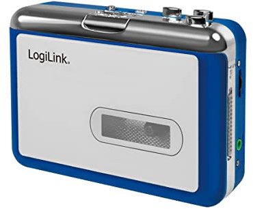 LogiLink UA0393 – Bluetooth-kassettspelare kan spela trådlöst via dina högtalare eller hörlurar, extra 3,5 mm uttag för kabelbundna hörlurar, BT version 5.0