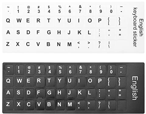 Create idea 2 Stück Englische Tastatur Aufkleber Selbstklebend PVC Nicht-Transparent Ersatz Tastaturaufkleber 13x11mm für Laptop Desktop Computer PC