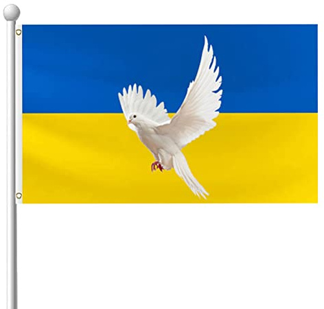 Drapeau Ukrainien, 90 * 150cm/35.43 * 59.05in Drapeau Ukrainien Bannière Paix de Colombe Drapeau Drapeau Ukrainien