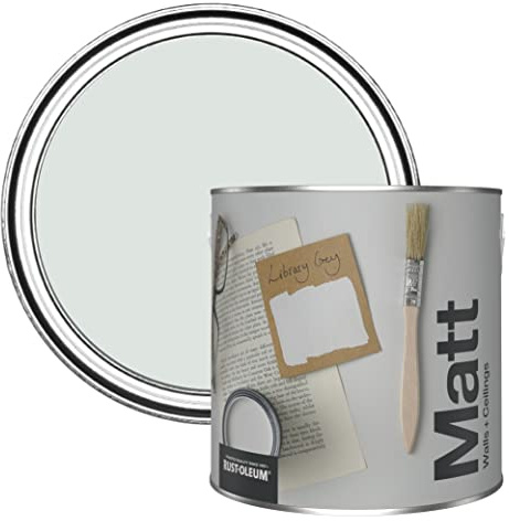 Rust-Oleum ultra strapazierfähige, extra deckende, abwaschbare, hellgrau matte Wandfarbe - Bibliothek Grau 2,5 Litres