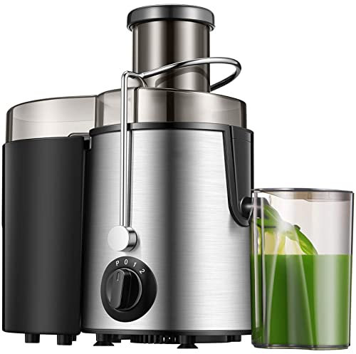 THREMA Máquinas exprimidoras, Extractor exprimidor centrífugo de 400 W con Canal de alimentación de Boca Ancha de 2,8 para Frutas y Verduras, Extractor exprimidor de 2 velocidades, sin BP