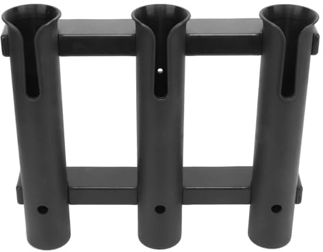 Porta Canne da Pesca in Plastica, Supporto per 3 Canne, 27 x 31,5 cm, Facile Installazione, con Accessori per Pesca in Mare