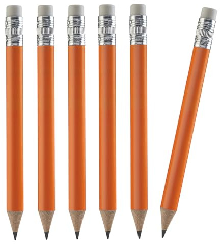 TH Golf 100 st golfpennor, 10 tums minipennor halvpennor med radergummi vässade trä mini runda pennor för skolor bröllop småbarn hem företag flera färger (neonorange)