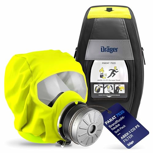 Dräger PARAT 7520 kombinierte Brand- und Industriefluchthaube | Effektive Rettungshaube mit Kombifilter ABEK CO P3 - Soft Pack