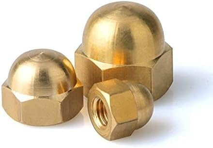 PiWine 304 Edelstahl Schwarzer Stahl Nylon Schwarz Weiß Hutmutter Sechskantkappe Metrische Mutternabdeckung Hutmutter M3 M4 M5 M6 M8 M10 M12-M10 (6 Stück), Messing (Color : Brass, Size : M5 (30pcs))
