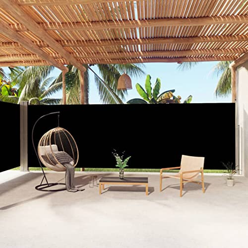 ARKEM Seitenmarkise Ausziehbar Schwarz 200x1000 cm für Balkon, Garten und Terrasse, Sichtschutz, Windschutz, Wasserdicht, Sonnenschut