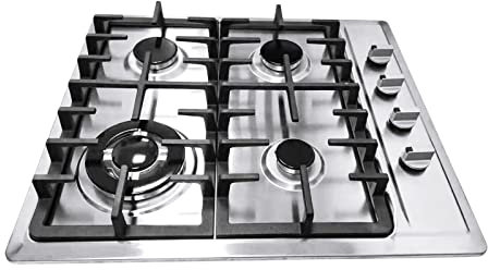 Cocina de Gas Integrada de 4 Fuegos - Natural y Propano, Empotrable o de Pie - Acero Inoxidable Con Protección Automática de Termopar