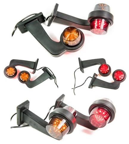 Web Truck 2 x LED Gummi Begrenzungsleuchte Seitenleuchte 12V 24V mit Old School DARK Graphite Positionsleuchte Auto LKW PKW Wohnwagen KFZ Lampe Leuchte Licht Rot Orange