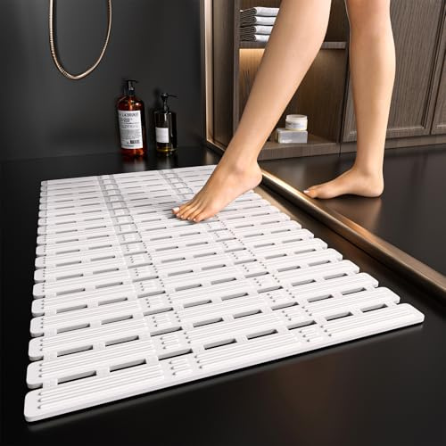 XIYUNTE Badewannenmatte rutschfest - 68x40cm Antirutschmatte für Badewanne, Badematte rutschfest schimmelresistent und maschinenwaschbar, Duscheinlage rutschfest BPA-frei und latexfrei - Weiß
